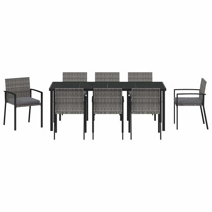 vidaXL Garden Dining Set 9 pcs Grey Powder-Coated Steel