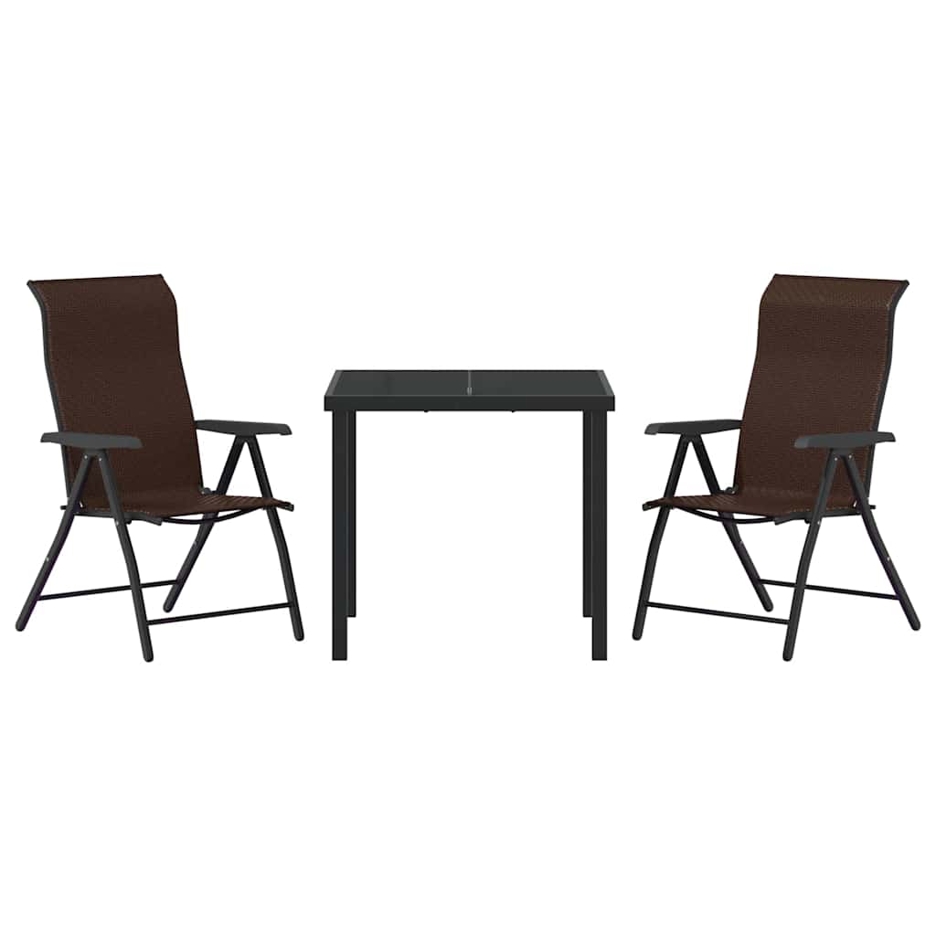 vidaXL Garden Dining Set 3 pcs Brown Powder-Coated Steel