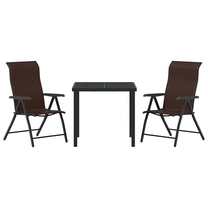 vidaXL Garden Dining Set 3 pcs Brown Powder-Coated Steel