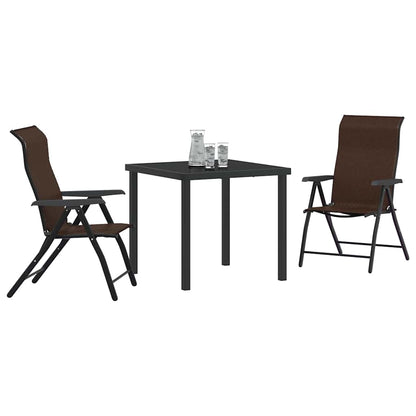 vidaXL Garden Dining Set 3 pcs Brown Powder-Coated Steel