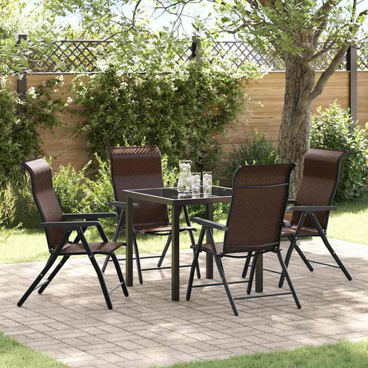 vidaXL Garden Dining Set 5 pcs Brown Powder-Coated Steel