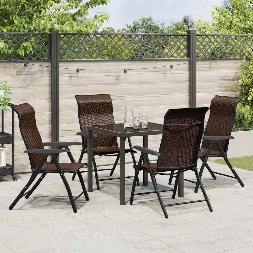 vidaXL Garden Dining Set 5 pcs Brown Powder-Coated Steel