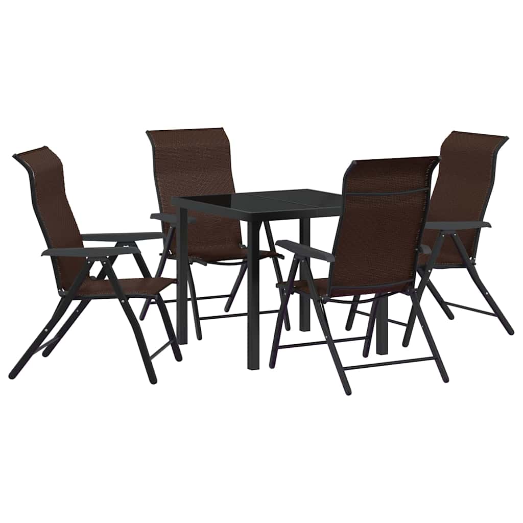 vidaXL Garden Dining Set 5 pcs Brown Powder-Coated Steel