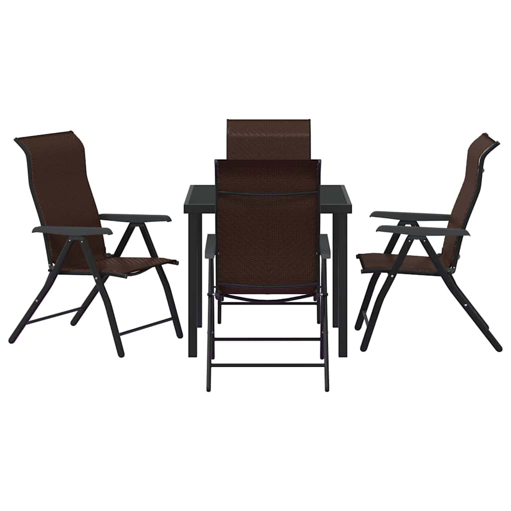 vidaXL Garden Dining Set 5 pcs Brown Powder-Coated Steel