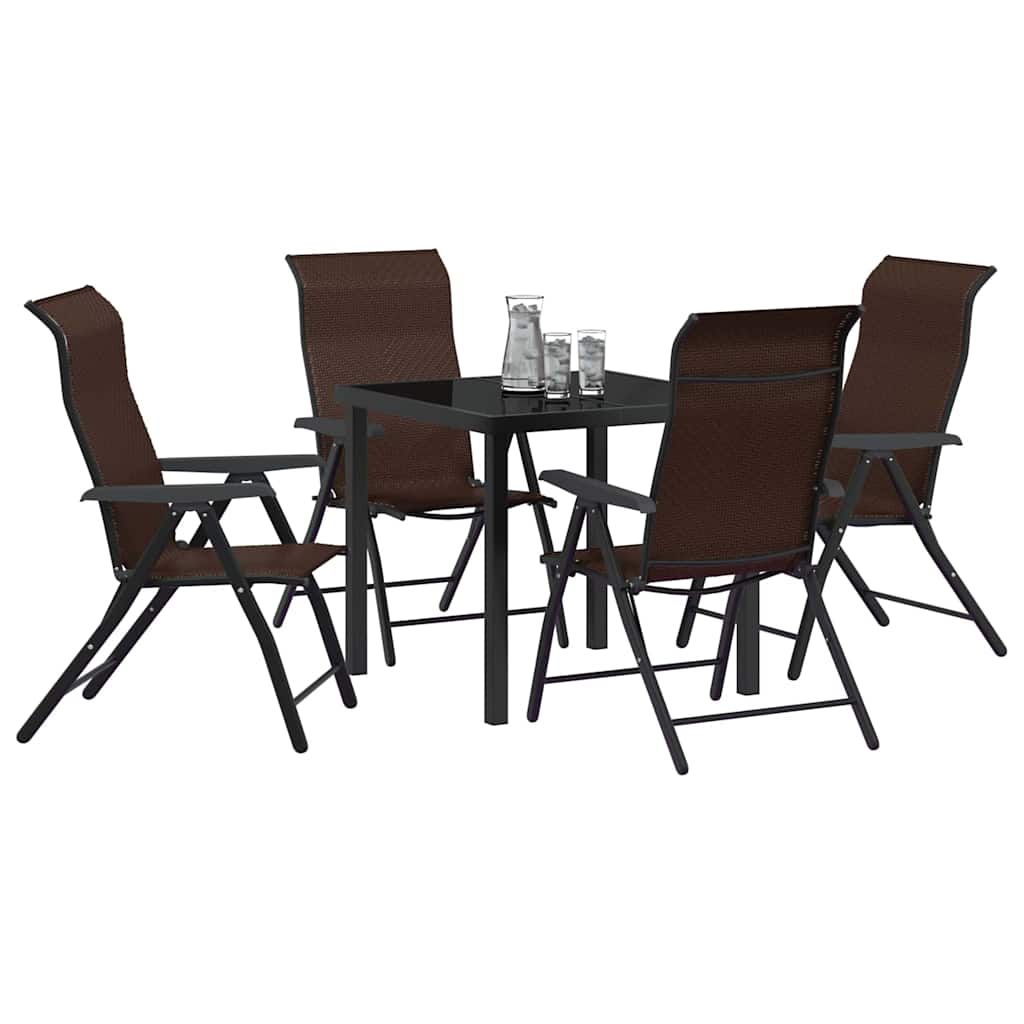 vidaXL Garden Dining Set 5 pcs Brown Powder-Coated Steel
