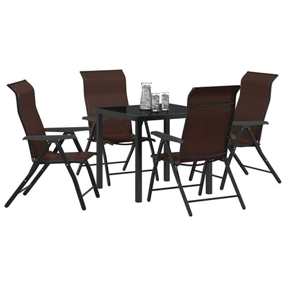 vidaXL Garden Dining Set 5 pcs Brown Powder-Coated Steel