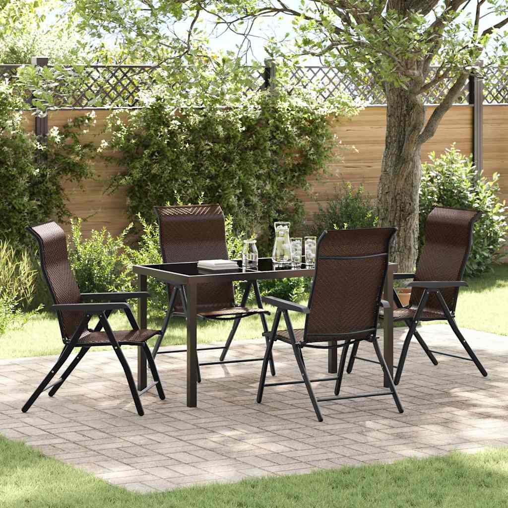 vidaXL Garden Dining Set 5 pcs Brown Powder-Coated Steel