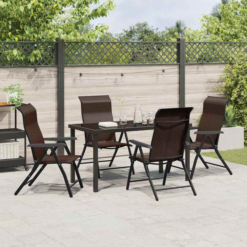 vidaXL Garden Dining Set 5 pcs Brown Powder-Coated Steel