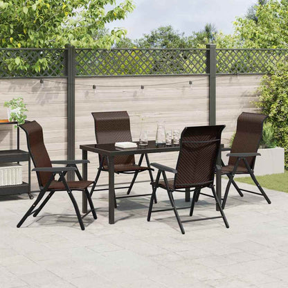 vidaXL Garden Dining Set 5 pcs Brown Powder-Coated Steel