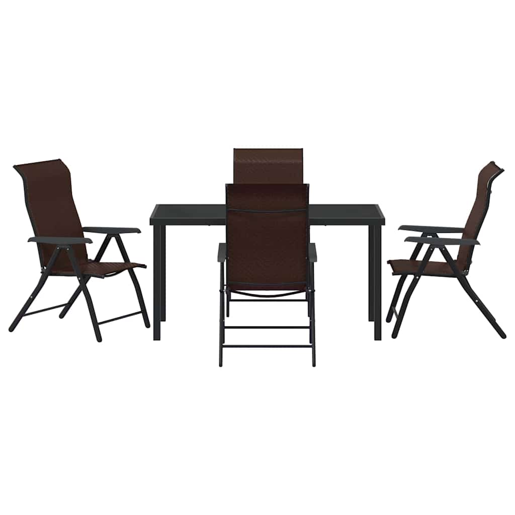 vidaXL Garden Dining Set 5 pcs Brown Powder-Coated Steel