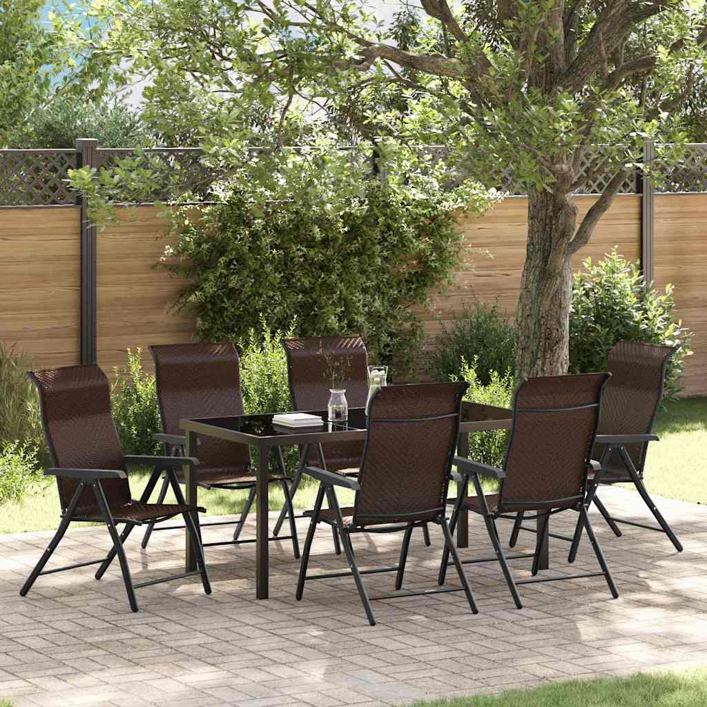 vidaXL Garden Dining Set 7 pcs Brown Powder-Coated Steel
