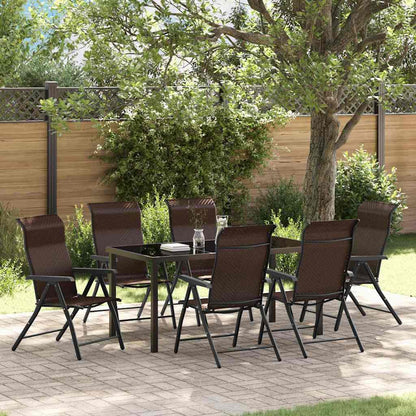 vidaXL Garden Dining Set 7 pcs Brown Powder-Coated Steel