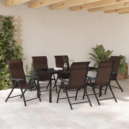 vidaXL Garden Dining Set 7 pcs Brown Powder-Coated Steel