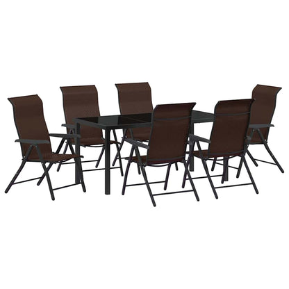 vidaXL Garden Dining Set 7 pcs Brown Powder-Coated Steel