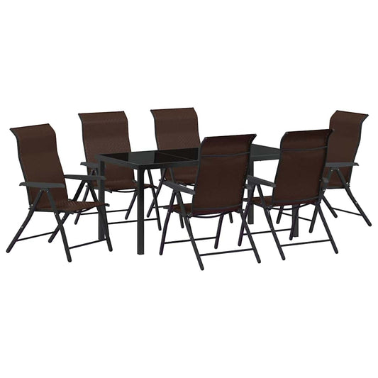 vidaXL Garden Dining Set 7 pcs Brown Powder-Coated Steel