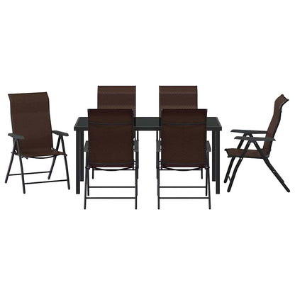 vidaXL Garden Dining Set 7 pcs Brown Powder-Coated Steel