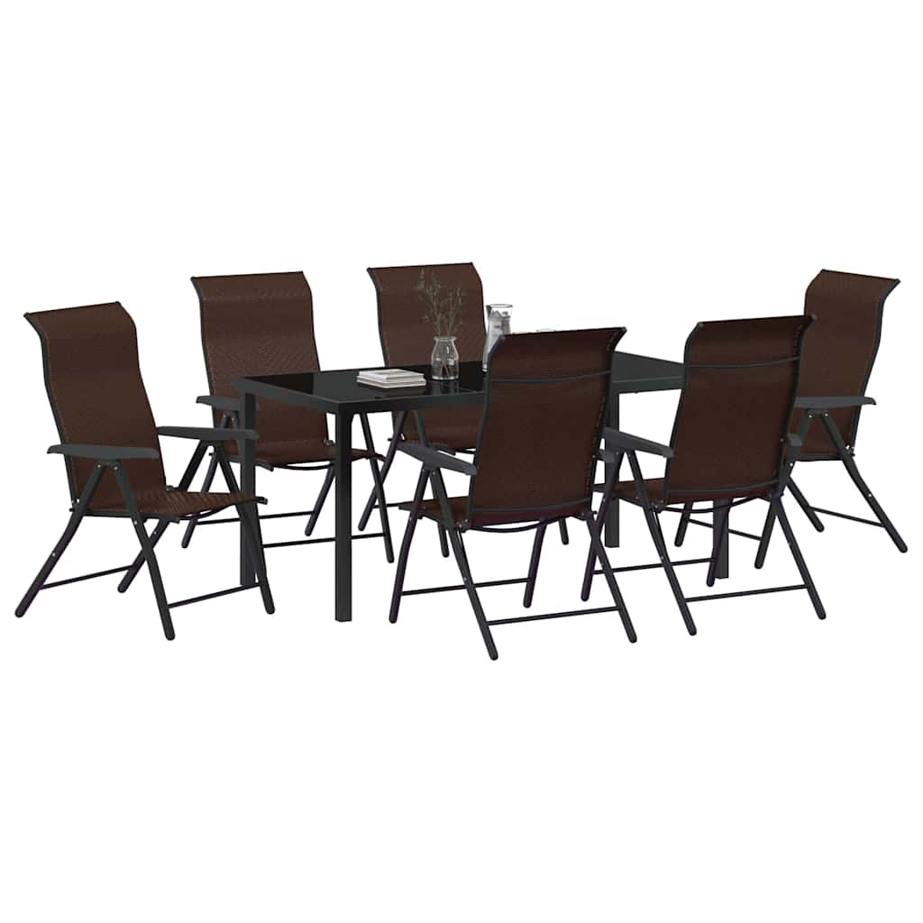 vidaXL Garden Dining Set 7 pcs Brown Powder-Coated Steel