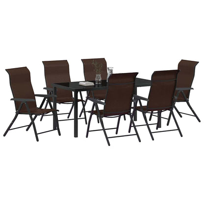 vidaXL Garden Dining Set 7 pcs Brown Powder-Coated Steel