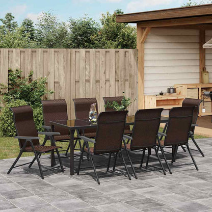 vidaXL Garden Dining Set 9 pcs Brown Powder-Coated Steel