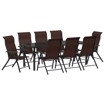 vidaXL Garden Dining Set 9 pcs Brown Powder-Coated Steel