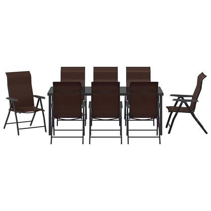 vidaXL Garden Dining Set 9 pcs Brown Powder-Coated Steel
