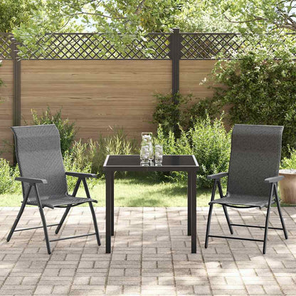 vidaXL Garden Dining Set 3 pcs Grey Powder-Coated Steel