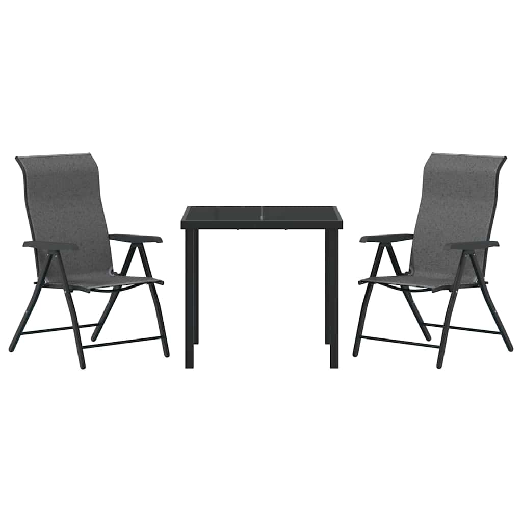vidaXL Garden Dining Set 3 pcs Grey Powder-Coated Steel