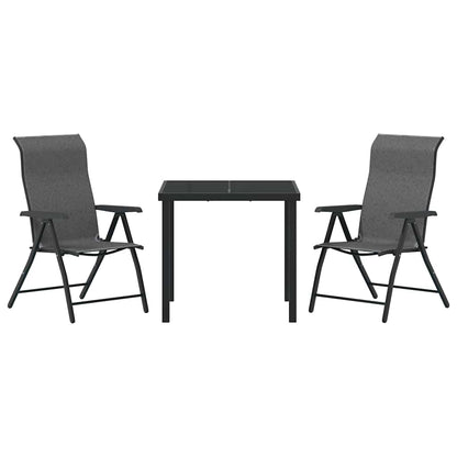 vidaXL Garden Dining Set 3 pcs Grey Powder-Coated Steel