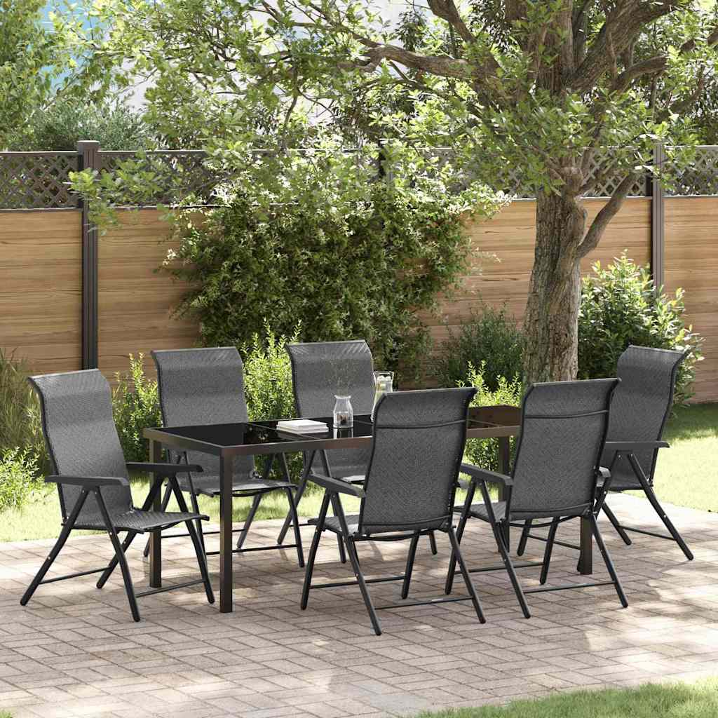vidaXL Garden Dining Set 7 pcs Grey Powder-Coated Steel