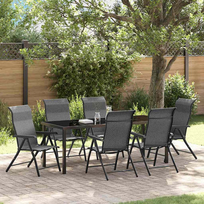 vidaXL Garden Dining Set 7 pcs Grey Powder-Coated Steel