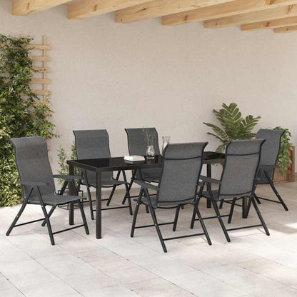vidaXL Garden Dining Set 7 pcs Grey Powder-Coated Steel
