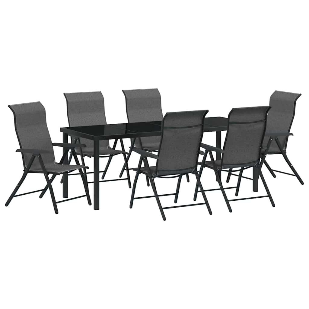 vidaXL Garden Dining Set 7 pcs Grey Powder-Coated Steel