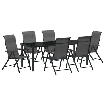 vidaXL Garden Dining Set 7 pcs Grey Powder-Coated Steel