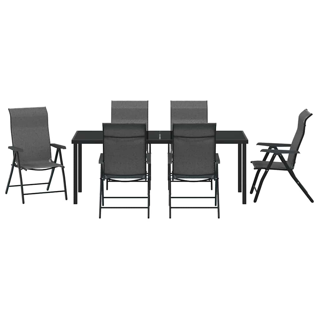 vidaXL Garden Dining Set 7 pcs Grey Powder-Coated Steel