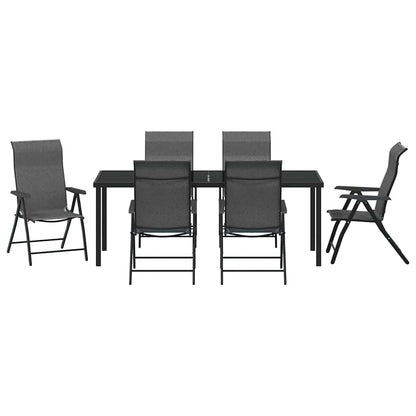 vidaXL Garden Dining Set 7 pcs Grey Powder-Coated Steel