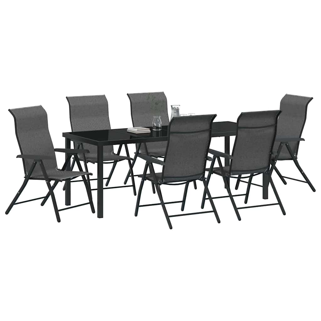 vidaXL Garden Dining Set 7 pcs Grey Powder-Coated Steel