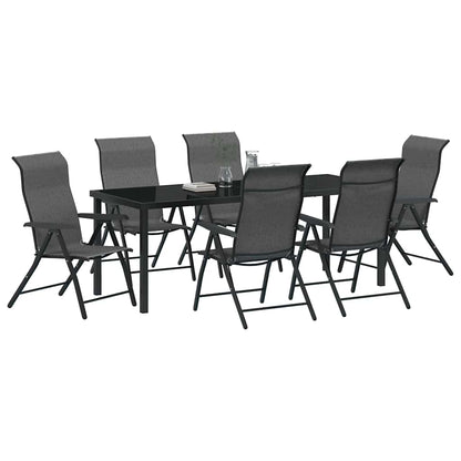 vidaXL Garden Dining Set 7 pcs Grey Powder-Coated Steel