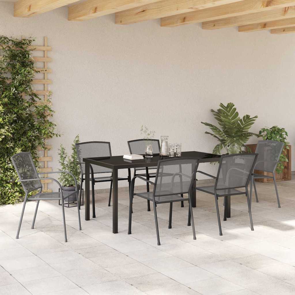 vidaXL Garden Dining Set 7 pcs Anthracite Powder-Coated Steel