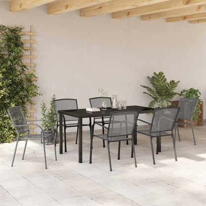 vidaXL Garden Dining Set 7 pcs Anthracite Powder-Coated Steel