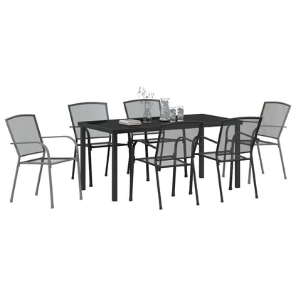 vidaXL Garden Dining Set 7 pcs Anthracite Powder-Coated Steel