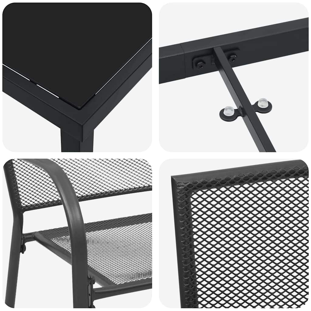 vidaXL Garden Dining Set 7 pcs Anthracite Powder-Coated Steel
