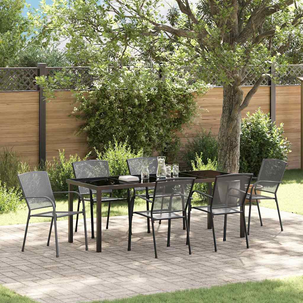vidaXL Garden Dining Set 7 pcs Anthracite Powder-Coated Steel