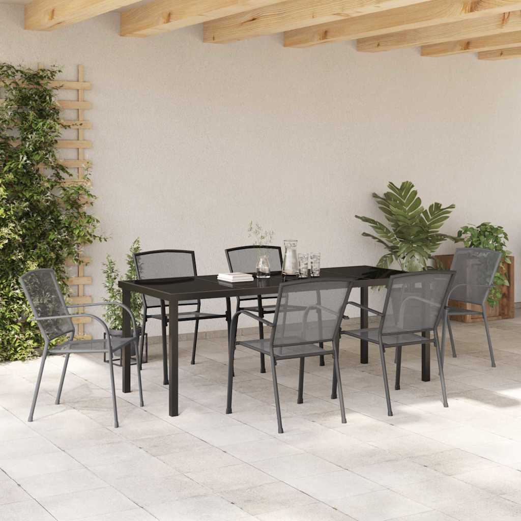vidaXL Garden Dining Set 7 pcs Anthracite Powder-Coated Steel
