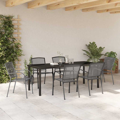vidaXL Garden Dining Set 7 pcs Anthracite Powder-Coated Steel