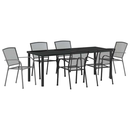 vidaXL Garden Dining Set 7 pcs Anthracite Powder-Coated Steel
