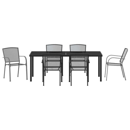 vidaXL Garden Dining Set 7 pcs Anthracite Powder-Coated Steel