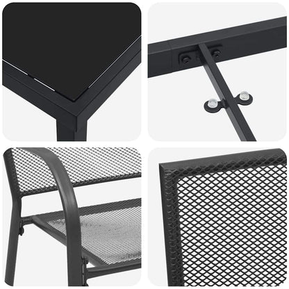 vidaXL Garden Dining Set 9 pcs Anthracite Powder-Coated Steel