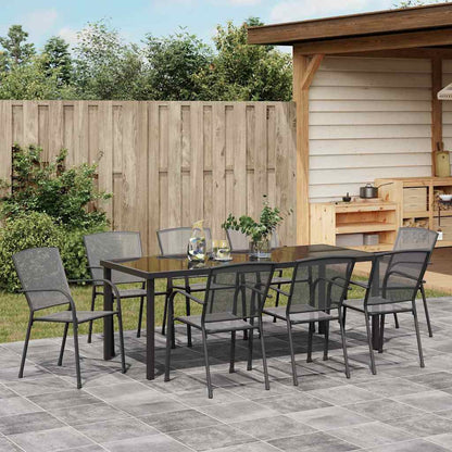 vidaXL Garden Dining Set 9 pcs Anthracite Powder-Coated Steel