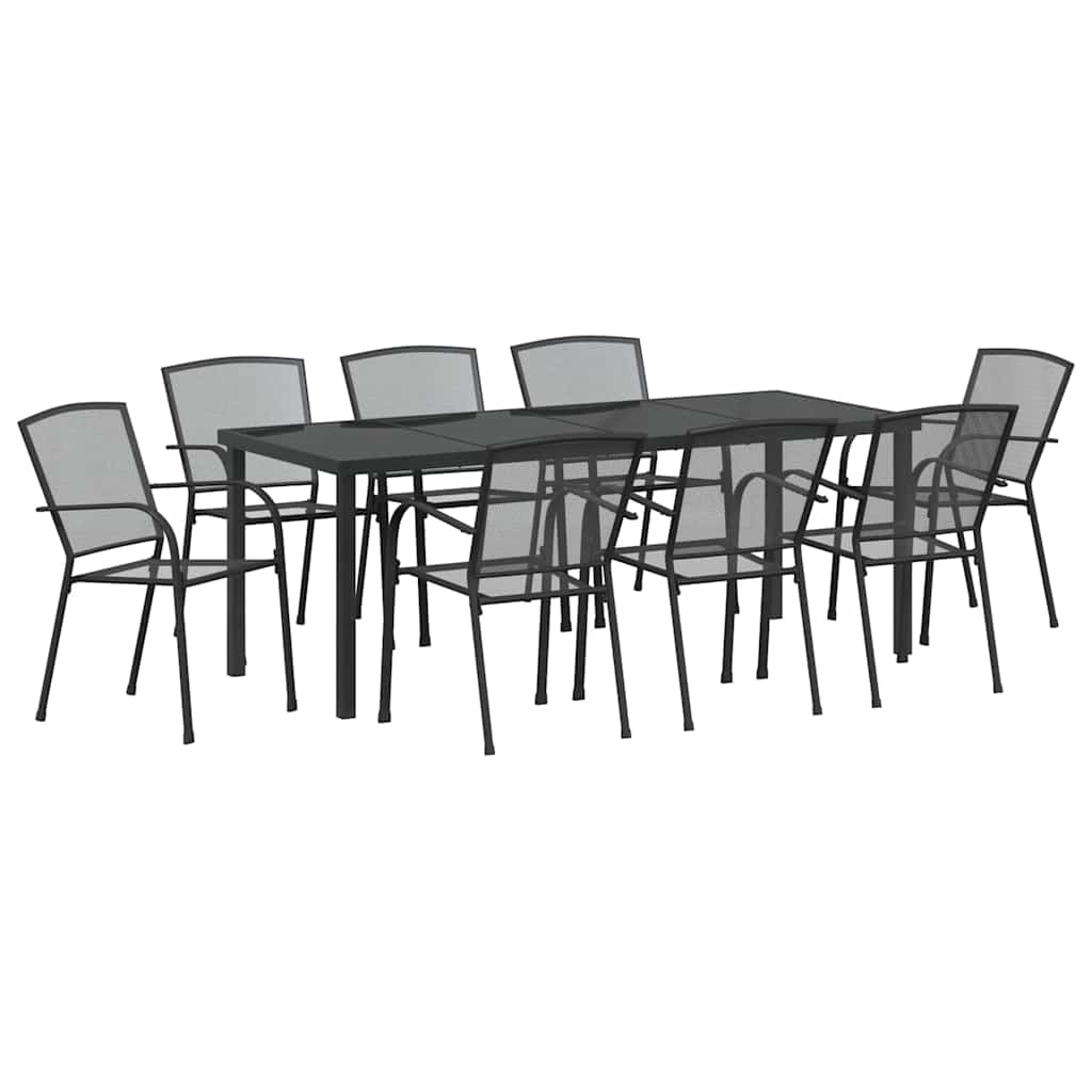 vidaXL Garden Dining Set 9 pcs Anthracite Powder-Coated Steel