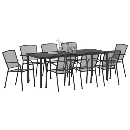 vidaXL Garden Dining Set 9 pcs Anthracite Powder-Coated Steel